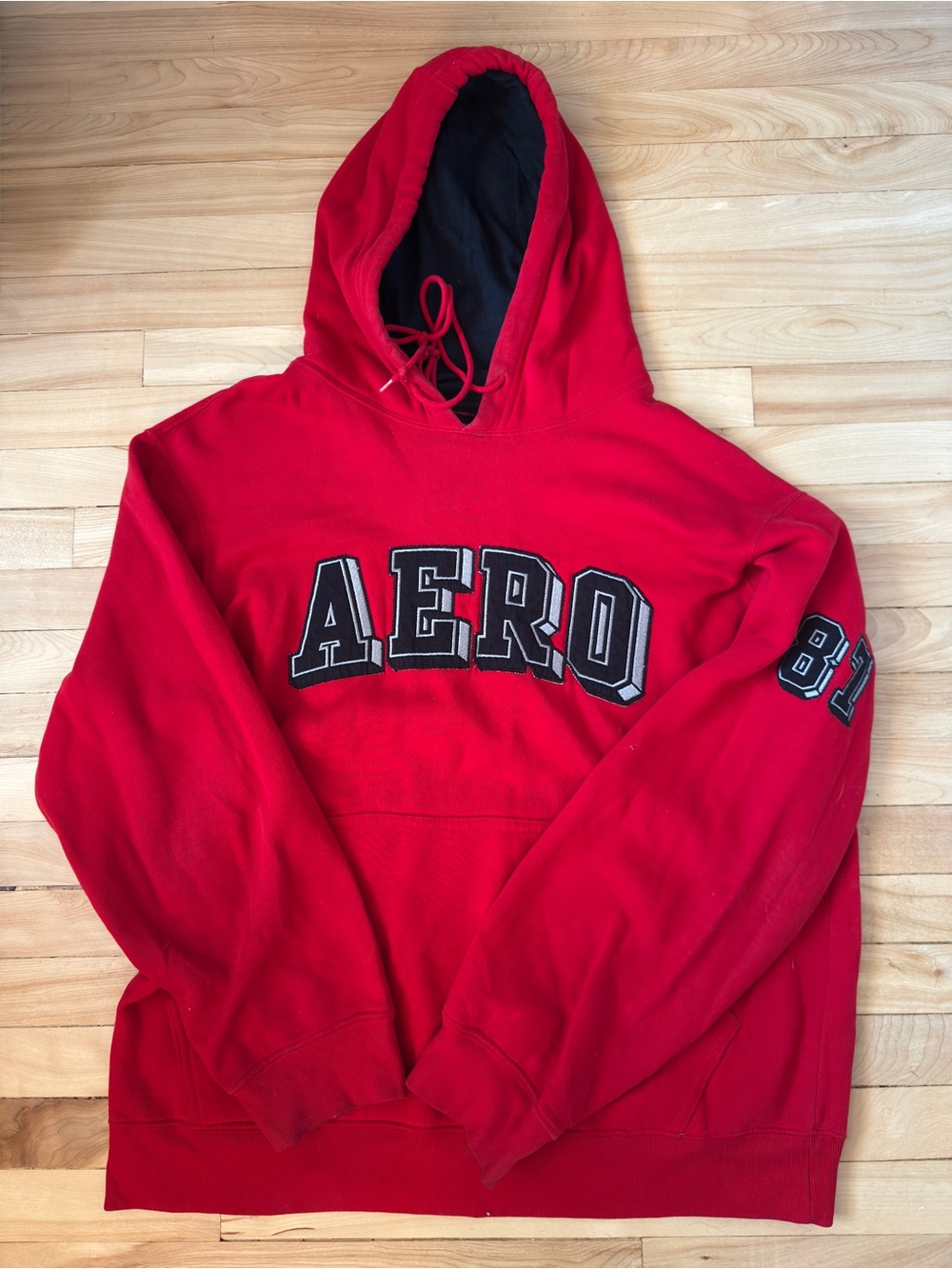 Vintage Aeropostale AERO 87 Red Varsity Hoodie Y2K